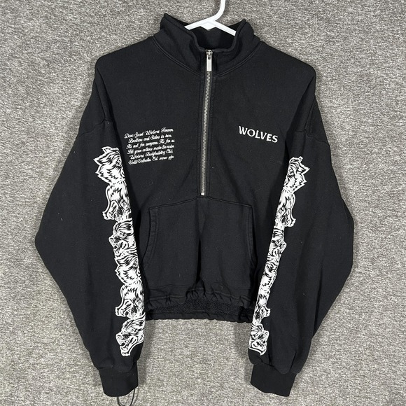 Darc Sport SHE Tracksuit Womens S Black Wolves Crop Sweatshirt Joggers 2 Piece - Picture 2 of 13